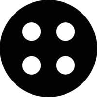 A black button with four white holes is isolated on white background vector