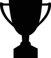A solid black silhouette of a winning trophy sits centered on a white backdrop vector