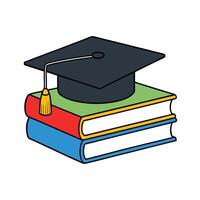 Stack of Colorful Books with Graduation Cap vector