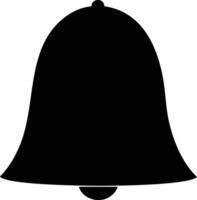 A simple black silhouette of a classic bell is centered on white backdrop vector