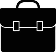 A simple black briefcase with a handle and two clasps is displayed vector