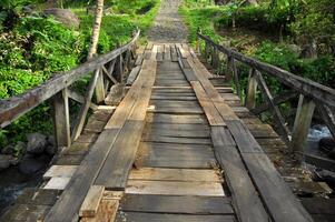 River bridge made of wood photo