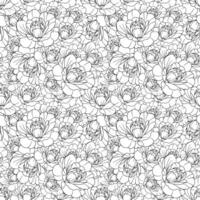 abstract seamless pattern flowers in black and white background vector