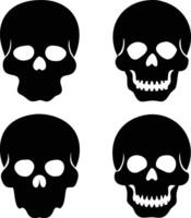 Four black silhouette skulls showcase death and mortality on a white background vector