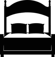 A striking silhouette presents an elegant canopy bed complete with pillows, ready for relaxation vector