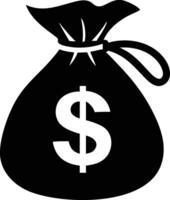 A black money bag with a white dollar sign indicates wealth accumulation vector