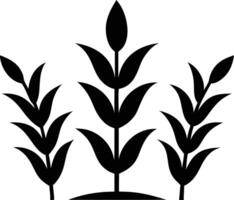 Three black wheat stalks grow upwards, conveying abundance and agricultural simplicity in design vector