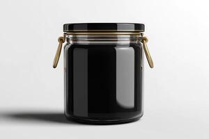 Empty Glass Jar With Lid 3D black briefcase with gold clasps and a sleek handle photo