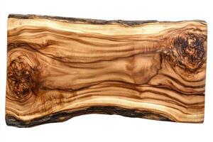 Polished rectangular wooden slab with natural grain and knots isolated on transparent background photo
