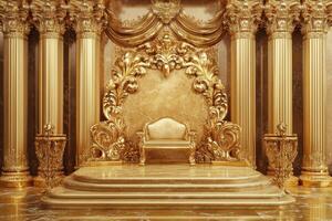 Golden podium 3d background photo