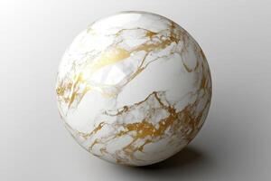 White and gold sphere with flowing marble veins and intricate golden lines, showcasing a luxurious and elegant design, isolated on transparent background photo
