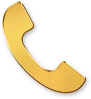 Gold Call Icon 3D Glossy Golden Phone Symbol with Metallic Shine and Shadowed Style for Voice Communication, Hotline, and Customer Support Applications png