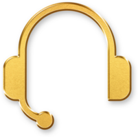 Gold Headphones Icon 3D Glossy Golden Headset Symbol with Metallic Shine and Soft Shadow for Music, Audio Listening, and Sound Device Applications png