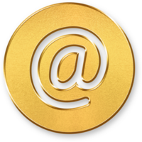 Gold At Symbol Icon 3D Golden Character with Glossy Finish and Metallic Shine for Email Address, Web Identity, and Digital Tagging Features png