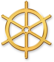 Gold Ship Wheel Icon 3D Glossy Golden Nautical Steering Wheel with Metallic Shine and Shadowed Effect for Maritime Themes, Sailing, Boating, and Navigation Graphics png