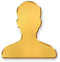 Gold User Icon 3D Metallic Profile Symbol with Shiny Gold Effect and Soft Shadow Style for Account Login, Customer Information, and Personal Identification UI Use png