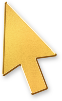 Gold Cursor Icon 3D Glossy Gold Arrow Symbol with Metallic Shine and Shadowed Effect for Navigation, Web Interaction, and Point and Click Actions png