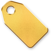 Gold Price Tag Icon 3D Glossy Golden Label Symbol with Metallic Shine and Shadowed Effect for Sales, Discounts, Offers, and E commerce Product Promotions png