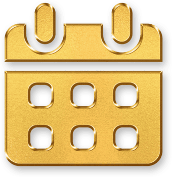 guld kalender ikon 3d glansig gyllene datum planerare symbol med metallisk glans och skuggad effekt för schemaläggning, evenemang, och organisatoriska design element png