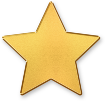 Gold Star Icon 3D Metallic Favorite Symbol with Shiny Gold Effect and Shadowed Style for Review, Rating, Reward, Achievement, and Featured Design Elements png