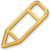 Gold Edit Icon 3D Glossy Golden Pencil and Paper Symbol with Metallic Shine and Shadowed Effect for Writing, Editing, Content Creation, and Productivity Tools png