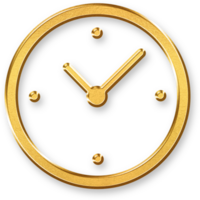 Gold Clock Icon 3D Glossy Golden Time Symbol with Metallic Shine and Shadowed Effect for Schedules, Alarms, Reminders, and Digital Timekeeping Features png