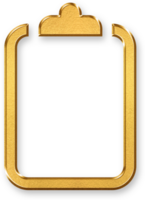 Gold Checklist Icon 3D Glossy Golden List with Checkmark Symbol and Metallic Shine for Task Management, Planning, Organization, and Productivity Features png