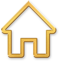 Gold Home Icon 3D Glossy Golden House Symbol with Metallic Shine and Shadowed Effect for Real Estate, Property, and Digital Navigation Applications png