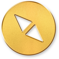Gold Direction Icon 3D Glossy Golden Arrow Symbol with Metallic Shine and Shadowed Style for Navigation, Orientation, and Route Guidance Design Concepts png