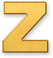 Gold Letter z Icon 3D Glossy Golden Lowercase z Symbol with Metallic Shine and Shadowed Style for Typography Projects, Learning Tools, Visual Design, and Alphabetical Branding Use png
