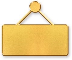Gold Signboard Icon 3D Glossy Golden Sign Symbol with Metallic Shine and Shadowed Style for Navigation, Shops, Notices, and Advertising Display Designs png