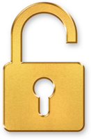 Gold Security Icon 3D Glossy Golden Padlock Symbol with Metallic Shine and Shadowed Style for Online Protection, Data Safety, and Digital Access Control Concepts png