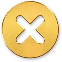 Gold Cross Icon 3D Glossy Golden X Symbol with Metallic Shine and Shadowed Style for Cancel, Close, Deny, Exit, and Error Related Design Concepts png