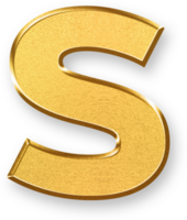Gold Letter s Icon 3D Glossy Golden Lowercase s Symbol with Metallic Shine and Shadowed Style for Alphabet Typography, Learning Materials, Monogram Branding, and Visual Identity Design png