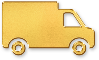 oro Envío icono 3d lustroso dorado entrega caja símbolo con metálico brillar y ensombrecido estilo para logística, carga, mi comercio cumplimiento, y paquete o empaquetar manejo conceptos png