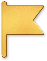 Gold Flag Icon 3D Glossy Golden Flag Symbol with Metallic Shine and Shadowed Style for Goals, Achievement, Location Markers, and National or Event Based Designs png
