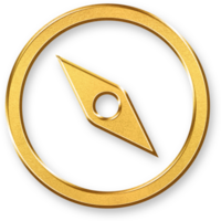Gold Compass Icon 3D Glossy Golden Navigation Symbol with Metallic Shine and Shadowed Effect for Direction, Exploration, Orientation, and Mapping Design Concepts png