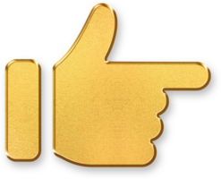 Gold Thumbs Up Icon 3D Glossy Golden Hand Gesture Symbol with Metallic Shine and Shadowed Style for Approval, Positive Feedback, and Social Interaction Concepts png