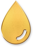Gold Water Drop Icon 3D Glossy Golden Droplet Symbol with Metallic Shine and Shadowed Style for Hydration, Purity, Environment, and Fluid Related Graphic Concepts png