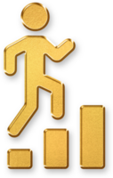 Gold Growth Icon 3D Glossy Golden Arrow Up Bar Symbol with Metallic Shine and Shadowed Style for Progress, Financial Success, Business Expansion, and Performance Improvement Concepts png