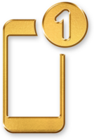 Gold Smartphone Notification Icon 3D Glossy Golden Mobile Alert Symbol with Metallic Shine and Shadowed Style for Messages, Push Alerts, and Phone Communication png