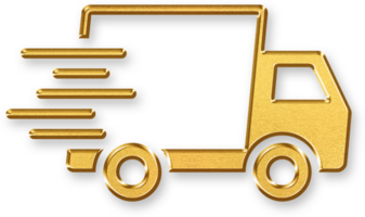 Gold Express Icon 3D Glossy Golden Fast Arrow Symbol with Metallic Shine and Shadowed Style for Speed Delivery, Instant Service, Urgent Transport, and Time Saving Logistics Concepts png