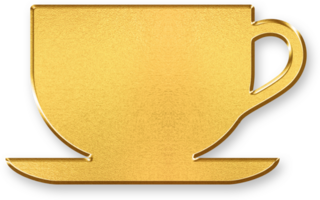 Gold Beverage Icon 3D Glossy Golden Drink Glass Symbol with Metallic Shine and Shadowed Effect for Cafes, Restaurants, Drinks Menu, and Refreshment Related Design Themes png