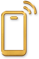 Gold Smartphone Signal Icon 3D Glossy Golden Mobile and Signal Bars Symbol with Metallic Shine and Shadowed Effect for Connectivity, Wireless Network, and Communication Concepts png