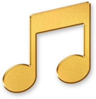 Gold Music Note Icon 3D Glossy Golden Musical Symbol with Metallic Shine and Shadowed Style for Audio, Soundtrack, Entertainment, and Music App Design Concepts png
