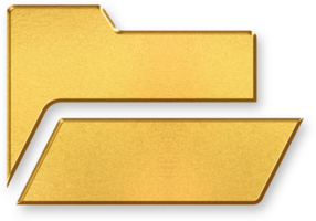 Gold Folder Icon 3D Glossy Golden Document Folder Symbol with Metallic Shine and Shadowed Effect for File Organization, Data Storage, and Office Work Design Concepts png