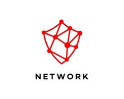 Red Network Shield Secure Global Interconnection Technology vector