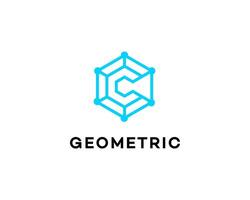 Geometric Abstract Hexagon Logo Design with Letter C vector