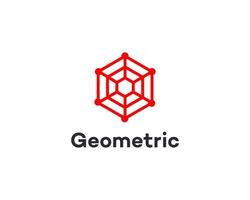 Red Geometric Cube Structure Lines Points Design Logo Brand vector