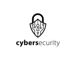 A padlock inside a shield, integrated circuit design, symbolizes robust cybersecurity, data protection, and network security. vector